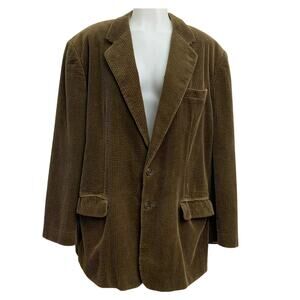 VTG AKA Eddie Bauer Mens Large Corduroy Jacket 100 Cotton Brown Green Khaki Coat